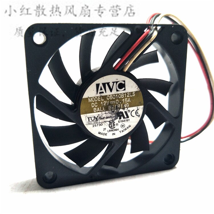Avc 6010 C6010B12LS 12V 0.15A 6Cm Dual Bal Cpu Fan Server Inverter Ventilator Koelventilator 60*60*10Mm