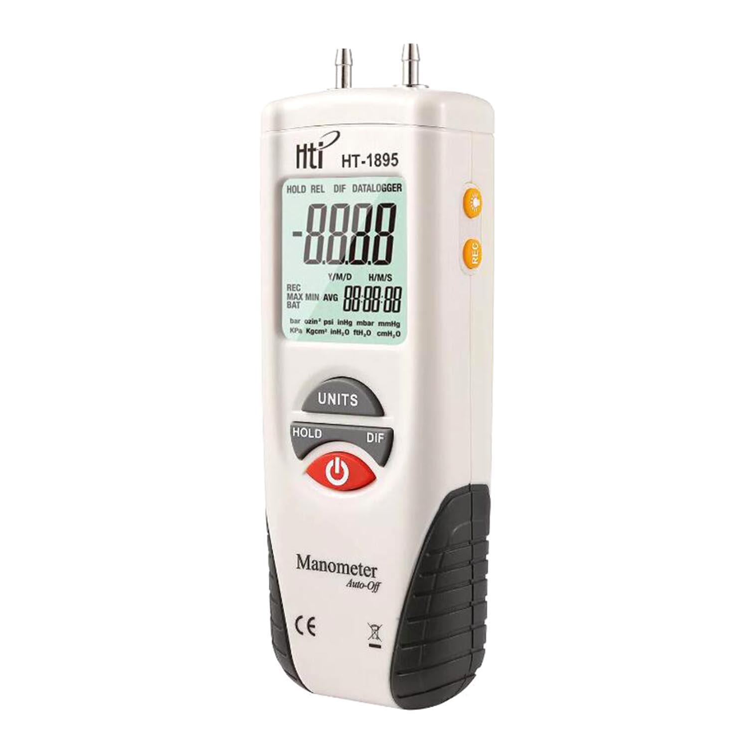 HTI HT-1895 Handheld Proable Digitale Manometer Luchtdrukmeter Differentiële Manometer Gasdruk Tester LCD Display