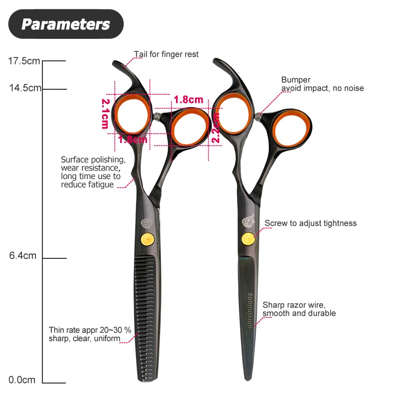 Tijeras de pelo de titanio negro de 6 pulgadas, kit de tijeras de peluquería profesionales, tijeras de peluquero, juego de cortapelos, tijeras de adelgazamiento