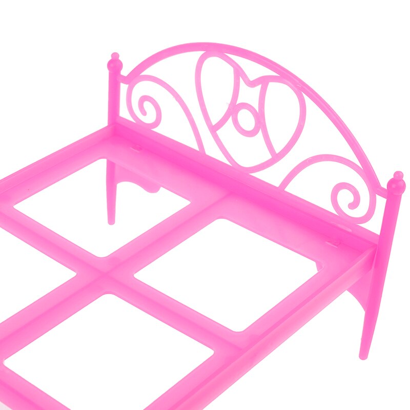 For Children Plastic Bed Bedroom Furniture For Dolls Dollhouse Furniture Toy Pink Color Pretend Play Toy