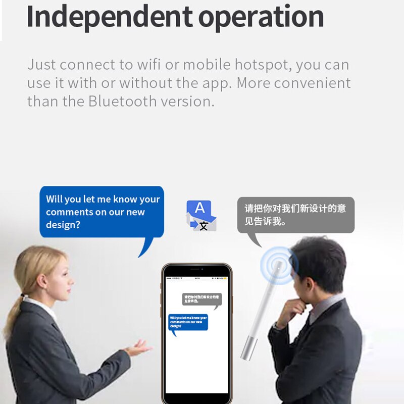 Smart Voice Translation Pen P2 AI Intelligent WiFi Translator 40 Languages for Travel Business Education
