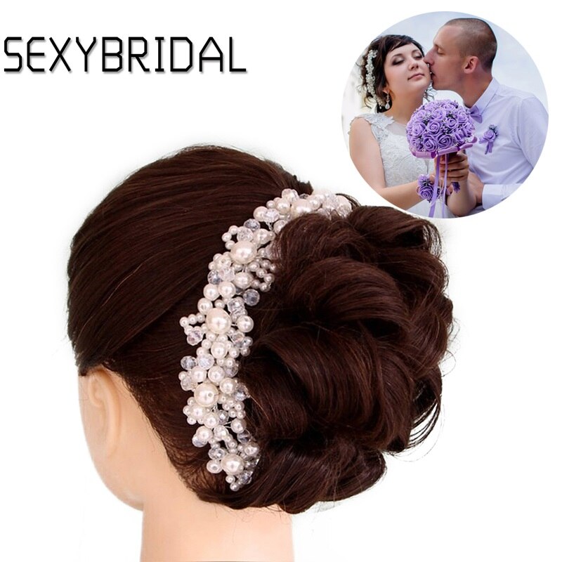 GETNOIVAS Kristall Perle Handgemachte Stirnbänder Braut Tiara Kronen Haarband Kopfstück Kopf Schmuck Frauen Hochzeit Haar Zubehör SL: Ursprünglich Titel