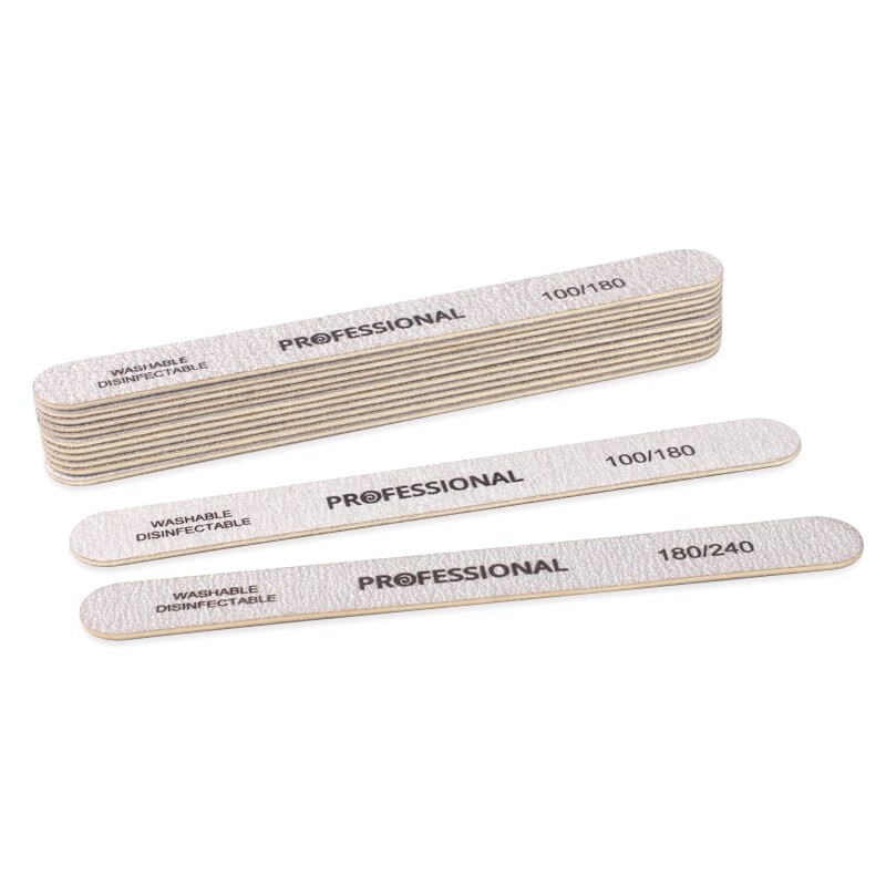 Lima de uñas de madera, palo grueso fuerte, 100 pulidor de madera, tablero de esmeril de arena 100/180, suministro de uñas acrílicas para manicura, 50 Uds./180/240 Uds.