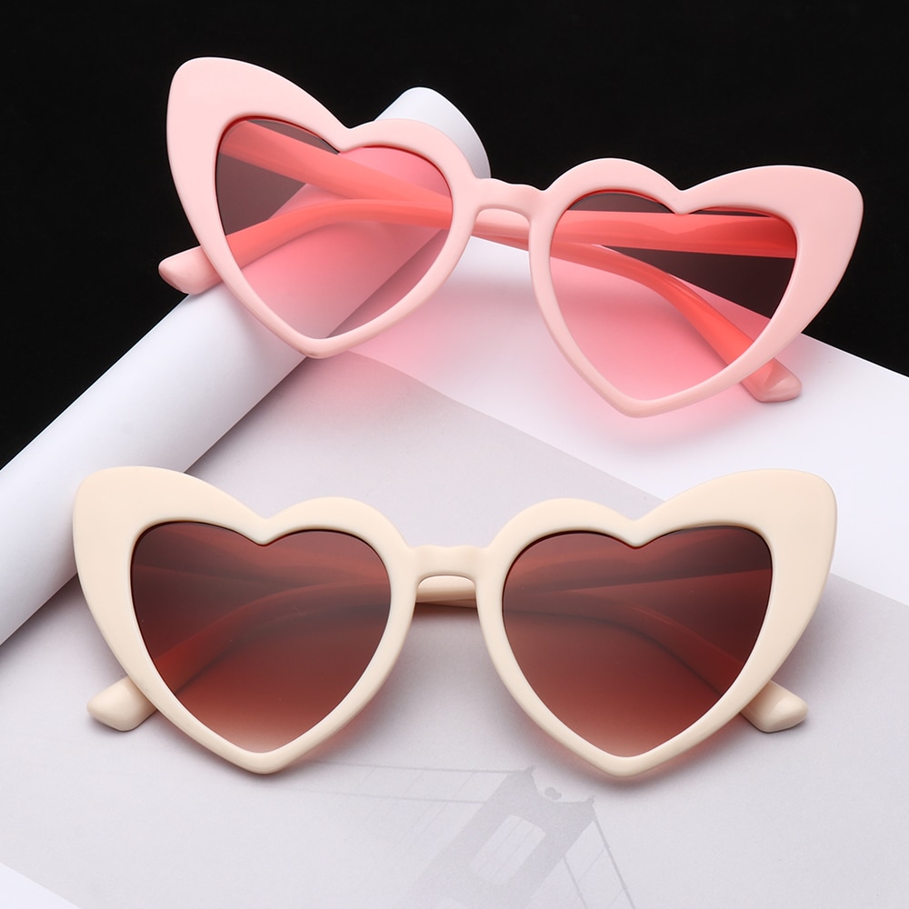 Hart Zonnebril Vrouwen Cat Eye Zonnebril Vrouwelijke Retro Liefde Hart Vormige Glazen Dames UV400 Bescherming