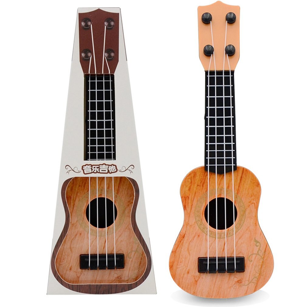 Mini Guitarra de 4 cuerdas para niños y principiantes, instrumento Musical de juguete, ukelele clásico, Educación Temprana, guitarra pequeña: Amarillo claro