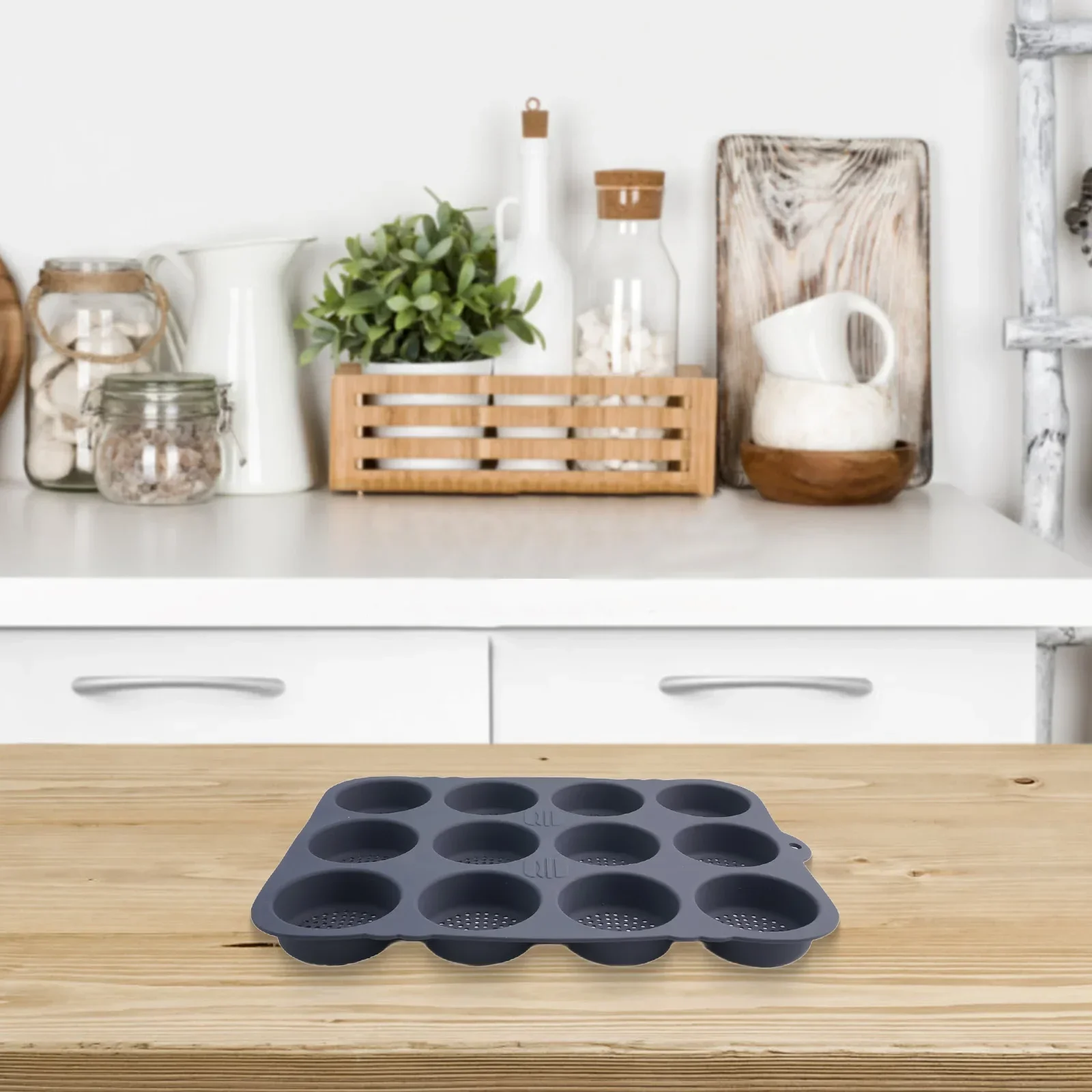 Silicone Hamburger Bun Baking Tray with 12 Cavity Nonstick for Making Perfectly Sized Burger Buns and Muffins