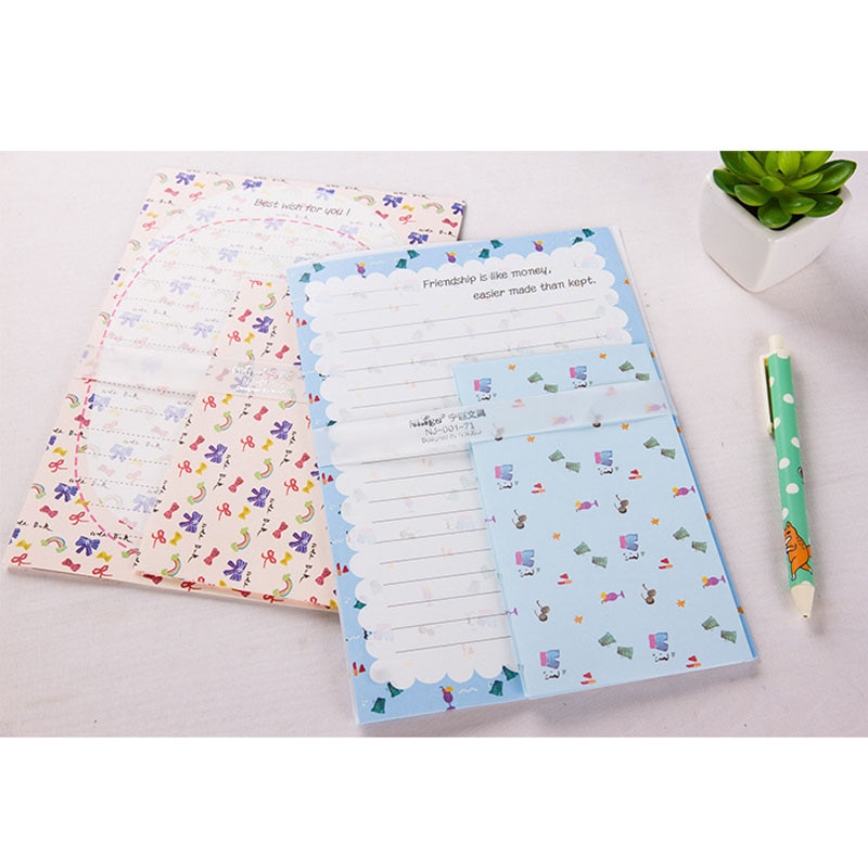 2 Set Kawaii Big size Writing Letters 6pc+3pc Envelops 9pcs Cartoon Fruit School Office Students Paper Envelope Letters Pad Sets