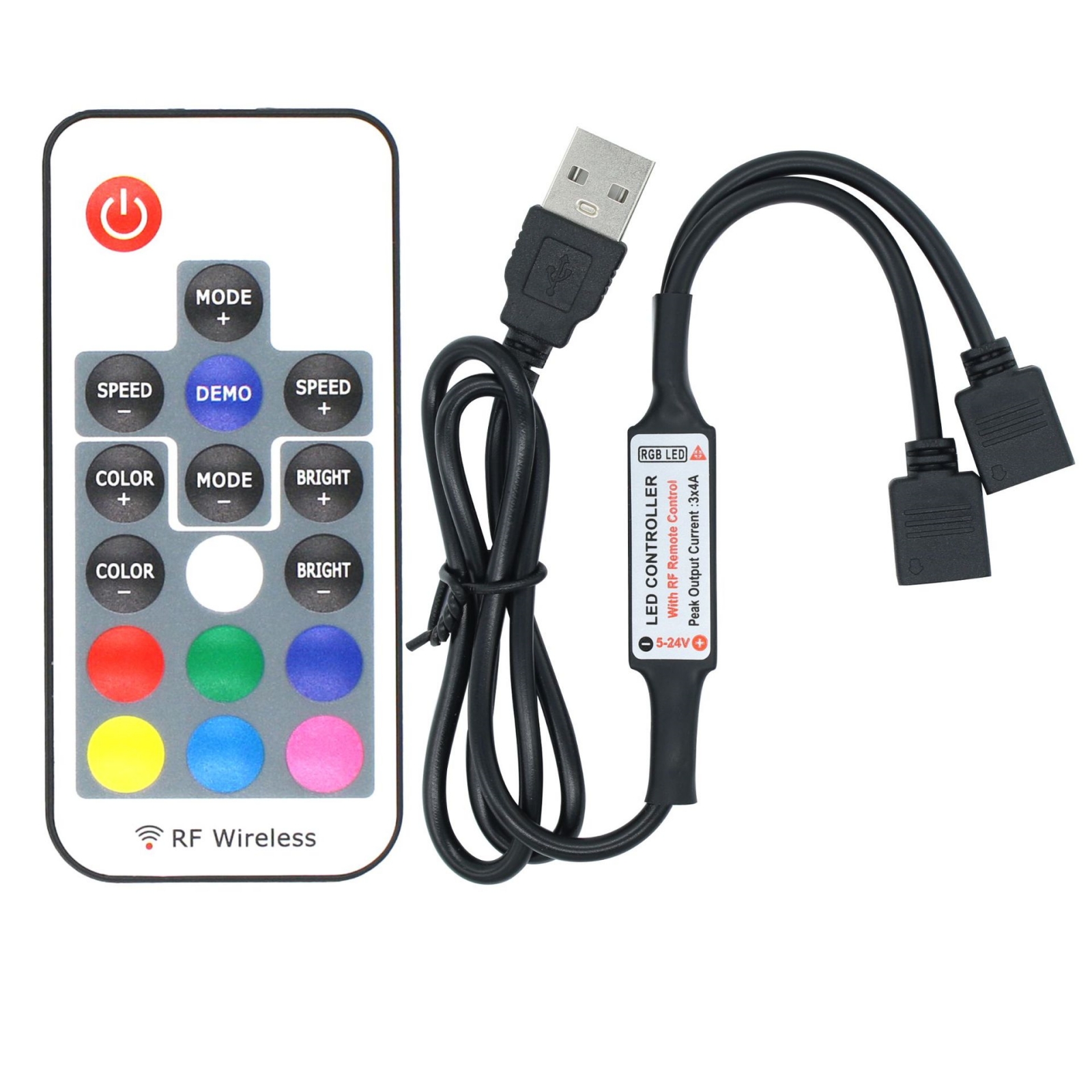 USB RGB Controller DC 5V Mini 3Key 24/44Key IR Bluetooth 17Key RF Wireless Remote Control For LED Strip light Tape Ribbon Lamp