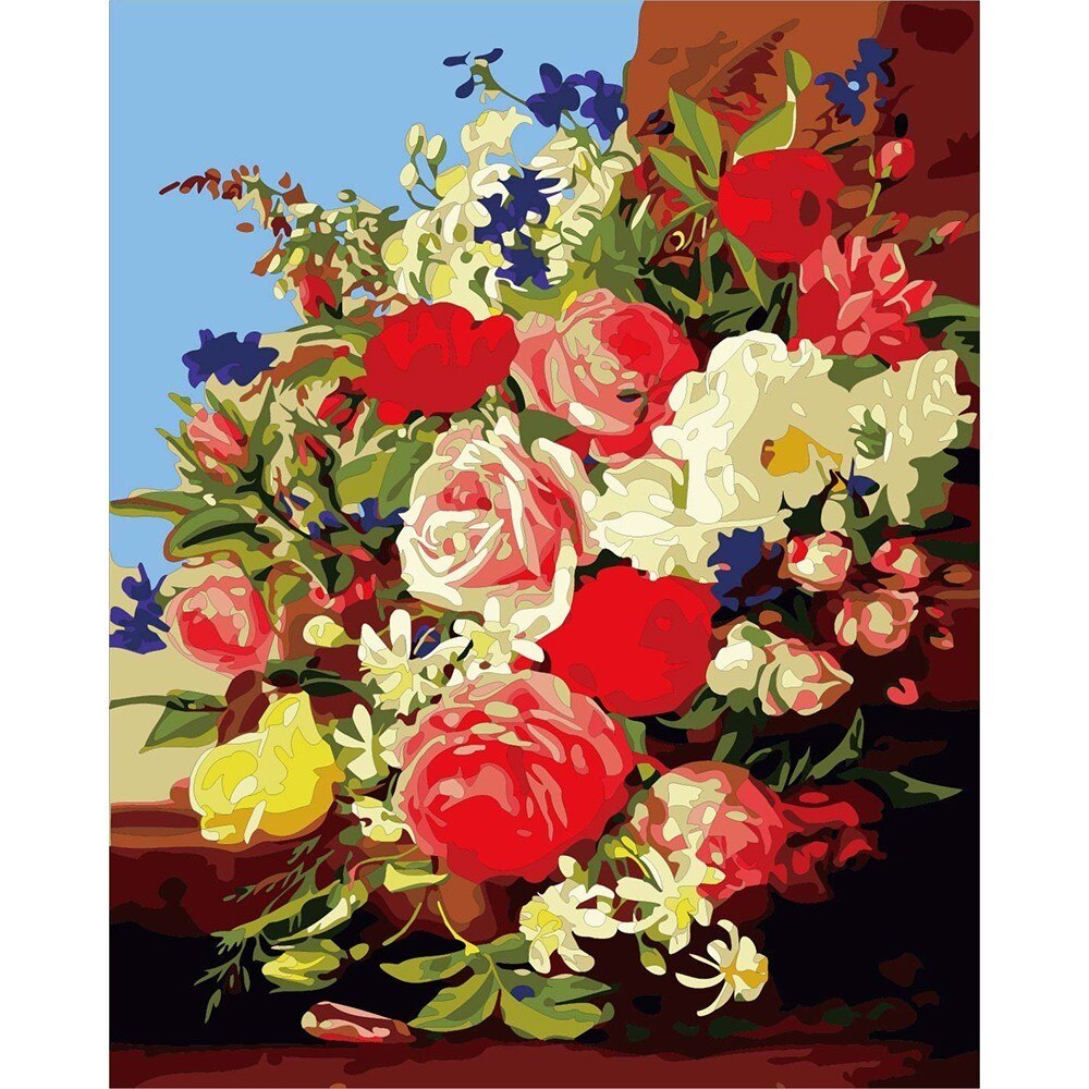 Azqsd Bloemen Schilderen Nummers Handgeschilderd Frameloze Olieverf Vaas Acryl Verf Op Canvas Voor Home Decor A527: SZYH-A527