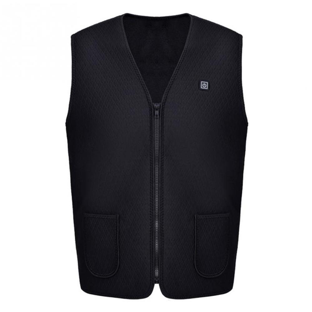 Mannen Vrouwen Outdoor USB Infrarood Verwarming Vest Jas Winter Flexibele Elektrische Thermische Kleding Vest Voor Sport Wandelen: black / XXL