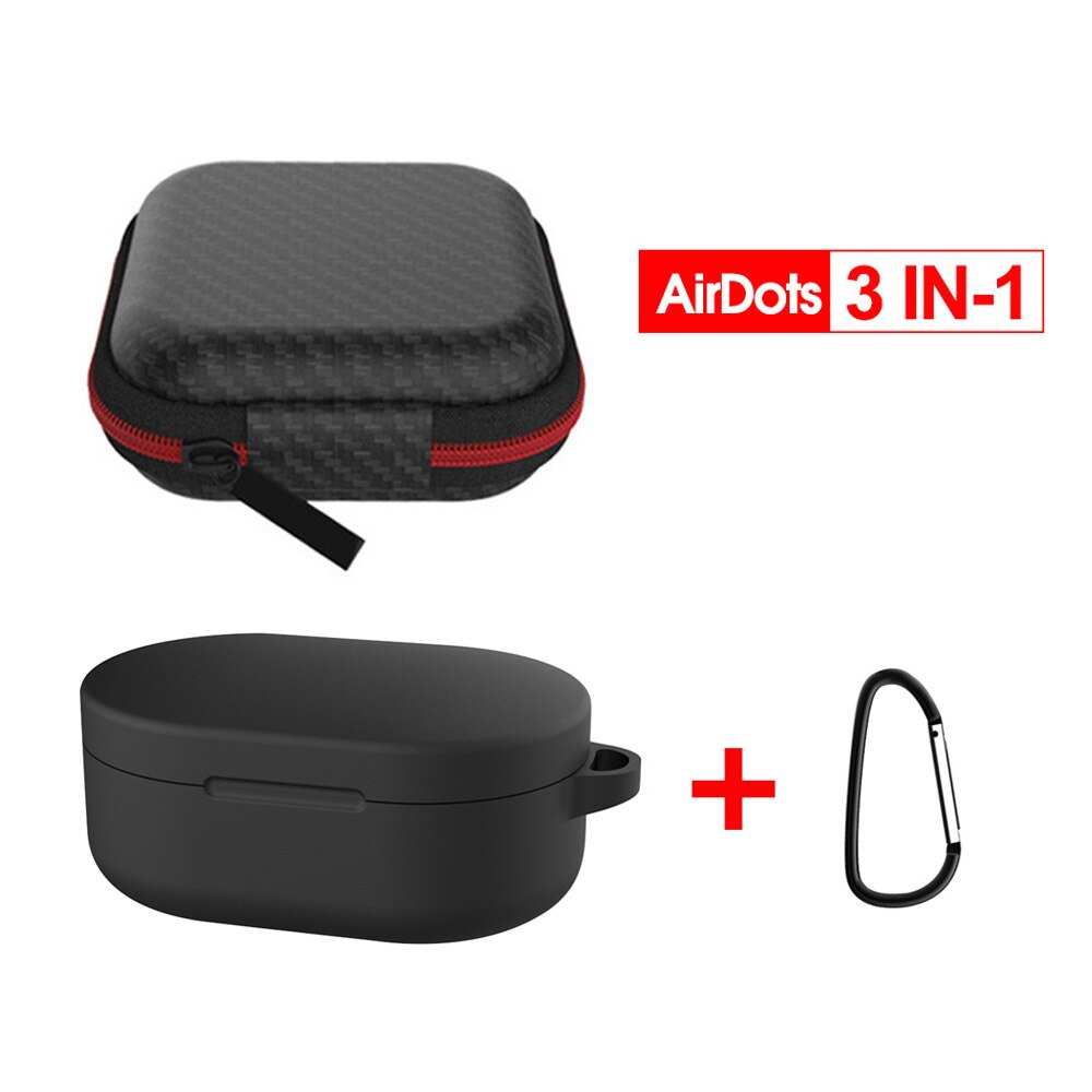 3 IN-1 Case Protection Cover Redmi AirDots Mi Air dots Silicone Case Carabiner Wireless Bluetooth Case for Xiaomi Redmi AirDots: 3