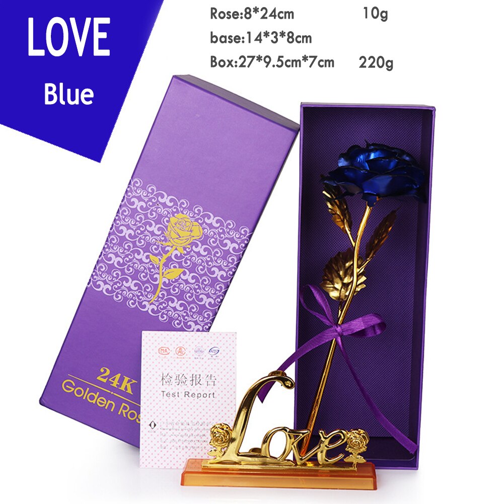 Delicate Gold Foil Rose Flower Box Simulation 24K Valentines Day Christmas Wedding Home Furnishing Decor