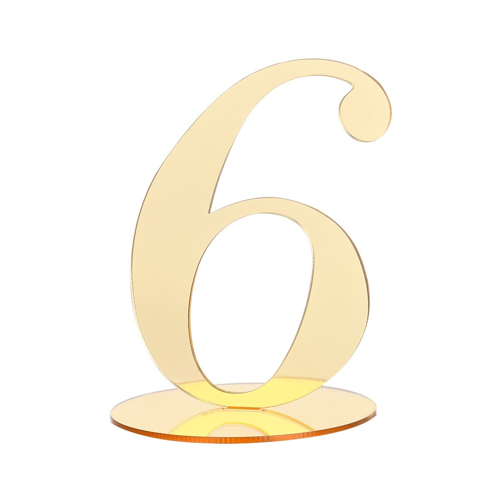 1pc Acrylic Table Numbers DIY Romantic Gold Table Sign Seat Card For Wedding Birthday Party Decoration: 6