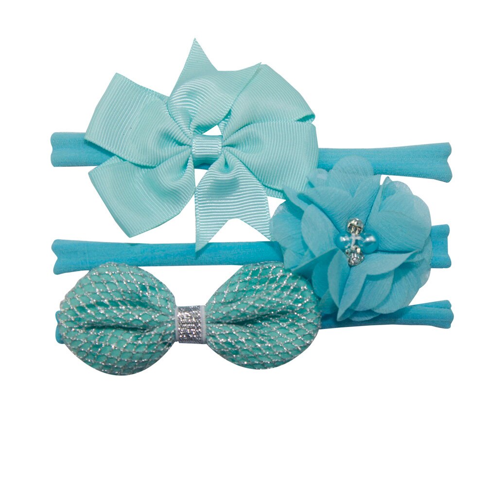 3 teile/los Kinder Elastische Floral Stirnband Baby Bowknot Haar Bands Headwear Set Mädchen Haar Zubehör Nette Baby Mädchen Geburtstag