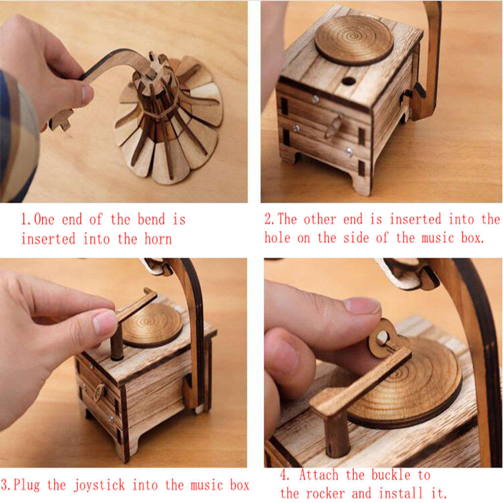 Cajas de música creativas, fonógrafo de madera Retro, caja Musical, de cumpleaños para niños