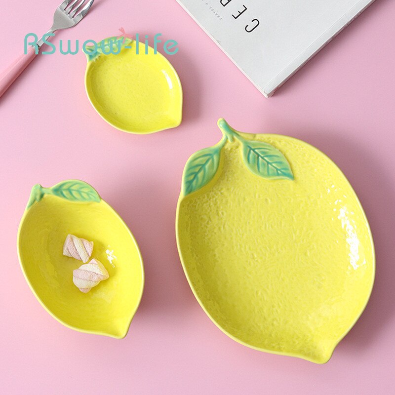 Japanese-style Lemon-shaped Plates Cute Dishes Household Rice Bowls Dessert Plates Fruit Plate Ceramic Plate