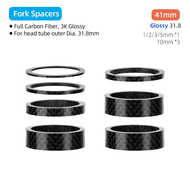 31,8mm Gabel Headset Carbon Spacer MTB Fahrrad Lenker Vorbau Rise Up Einstellen Unterlegscheiben 3K Glänzende Faser Lenkung DIY Zubehör: Blau