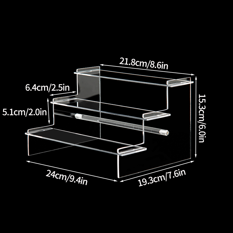 1-3 Tier Acrylic Display Stand Rack Transparent Display Riser Storage Racks Cupcake Dessert Perfume Doll Figures Organizer Shelf: plum