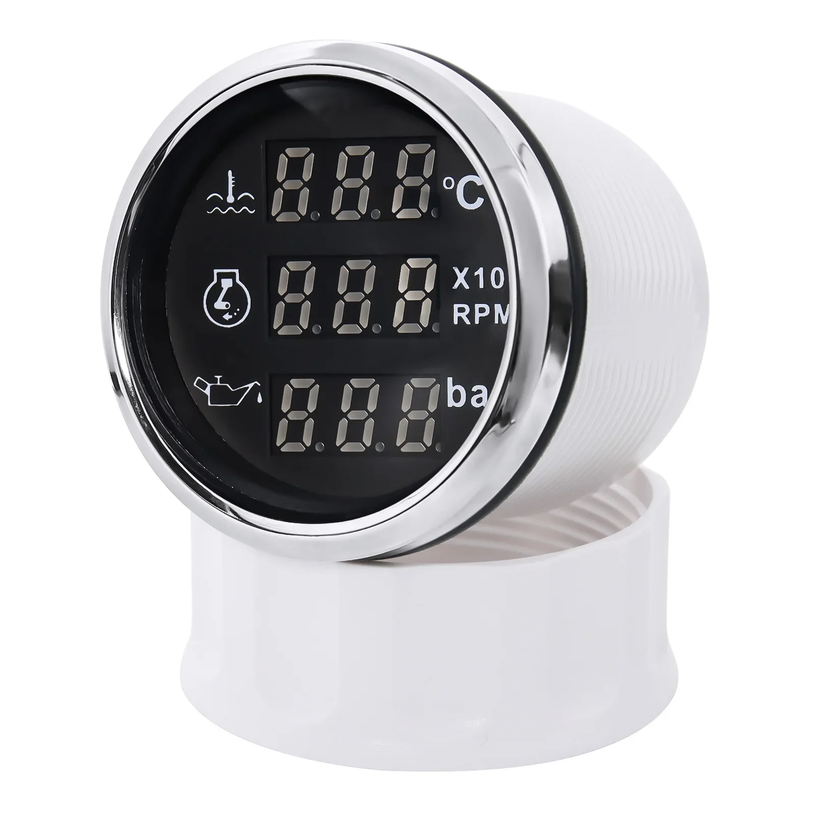 Digital 3 in 1 52mm -vägs vattentemperaturmätare + varvräknare + oljetrycksmätare med larm, rött ljus för bil och båt 12v 24v anpassad