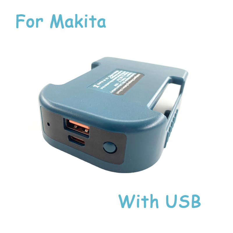 Adaptador de cargador USB mejorado para Makita, Dewalt, Milwaukee, iones de litio de 18V con/sin soporte de batería USB tipo C, carga rápida: Granate