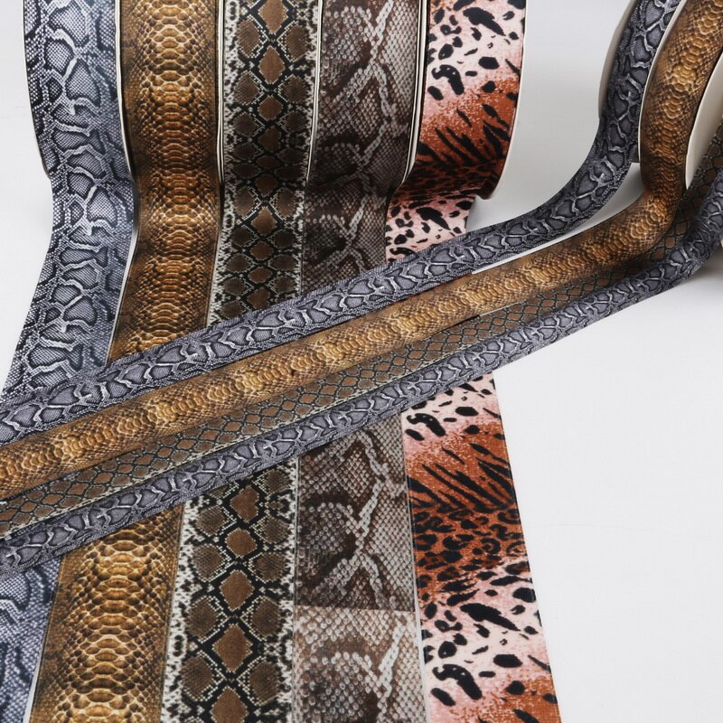 Snake Skin & Leopard pattern printed Poly Cotton ribbon for Party Home Wedding Decor Wrapping Garment Accessories