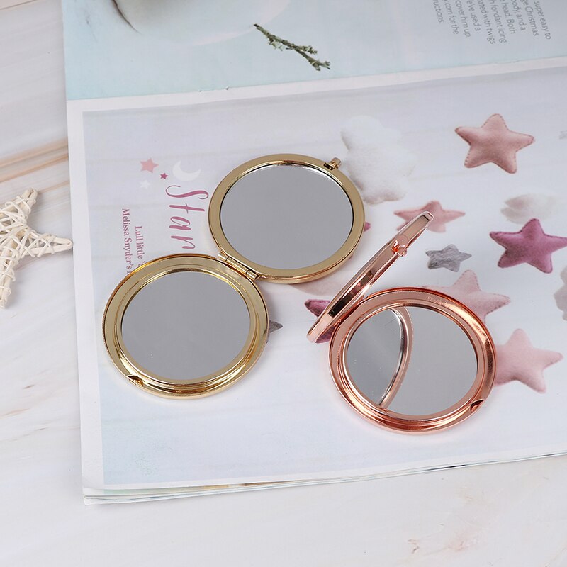 Makeup vintage blomsterprint mini kosmetikspejl bærbart rundt foldet kompakt lommespejl kosmetikforstørrelses makeupspejle