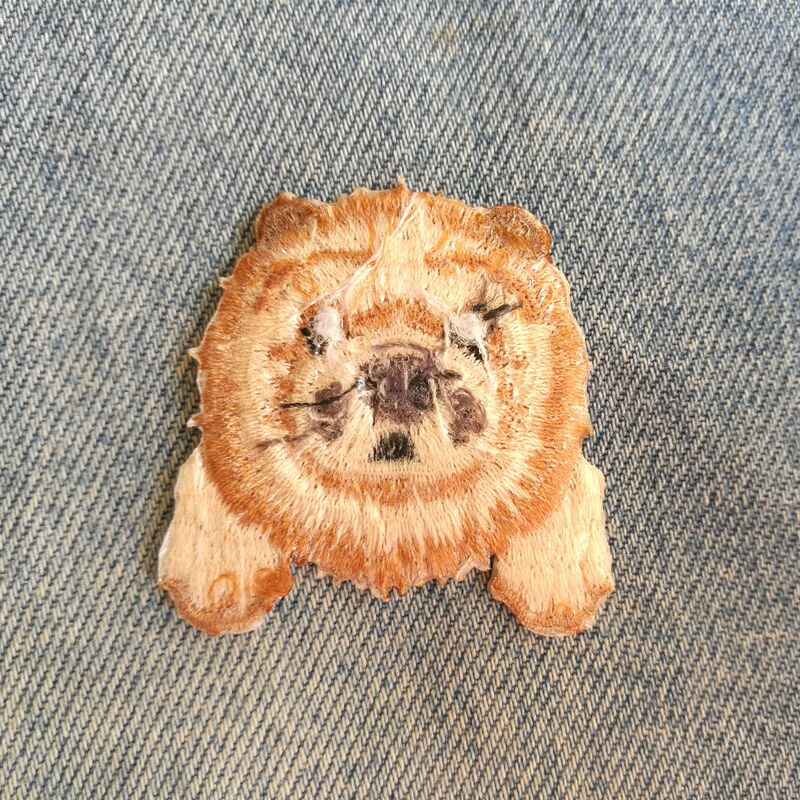Insignia bordada para ordenador, parches decorativos para perro CHOWCHOW, 1 foto, 4,0x4,0 CM