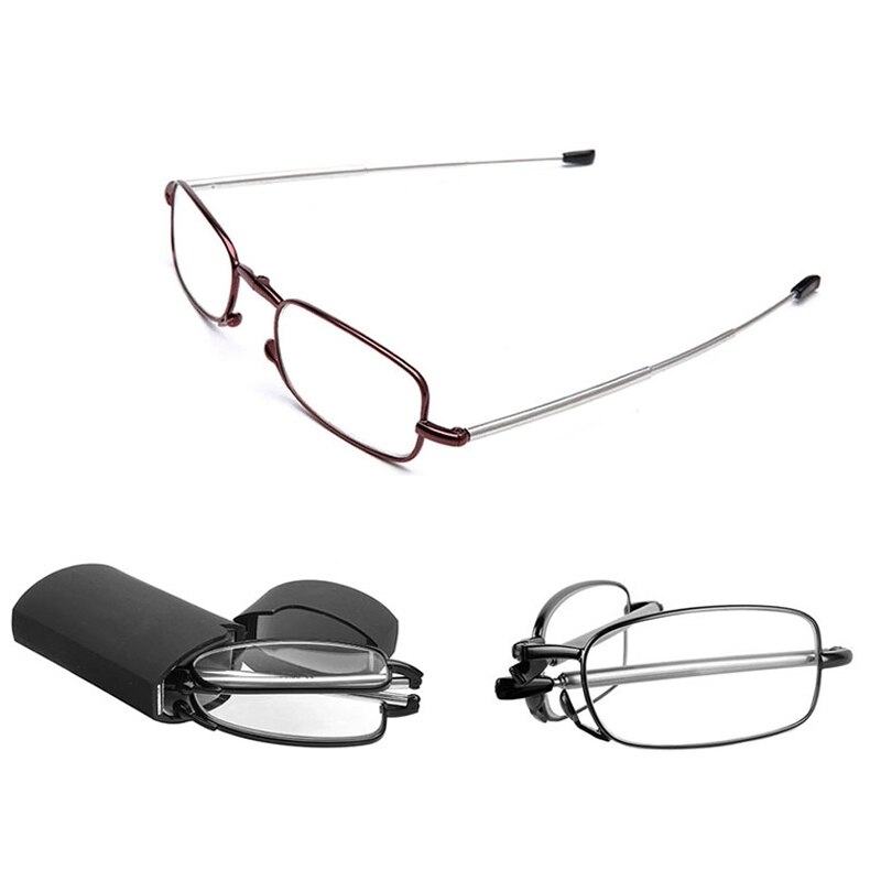 Mini leesbril heren dames opvouwbaar klein montuur zwarte metalen bril met originele doos