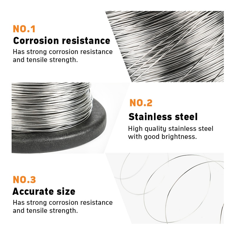 Rustfrit stål wire 0.4mm smykker tilbehør beading diy 100 meter hurtigt