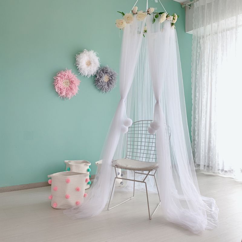 Babybed Klamboe Mesh Kids Beddengoed Ronde Dome Opknoping Bedcover Luifel Gordijn Tent Woondecoratie