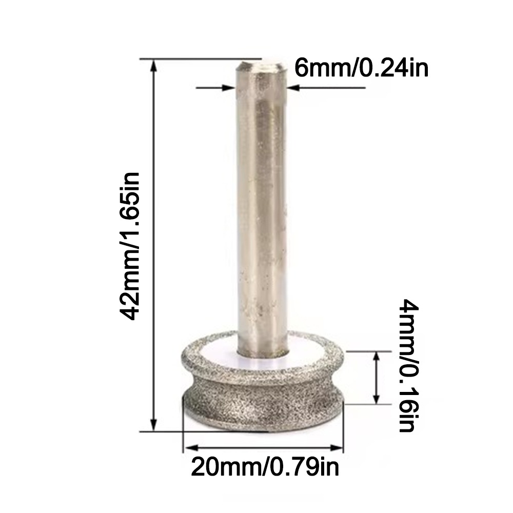 2–12 mm konkave Diamant-Schleifscheibe, Glas, runder Grat, Bohrer, Schaftdurchmesser 6 mm, Schärfen, rotierendes Schleifwerkzeug: Rot