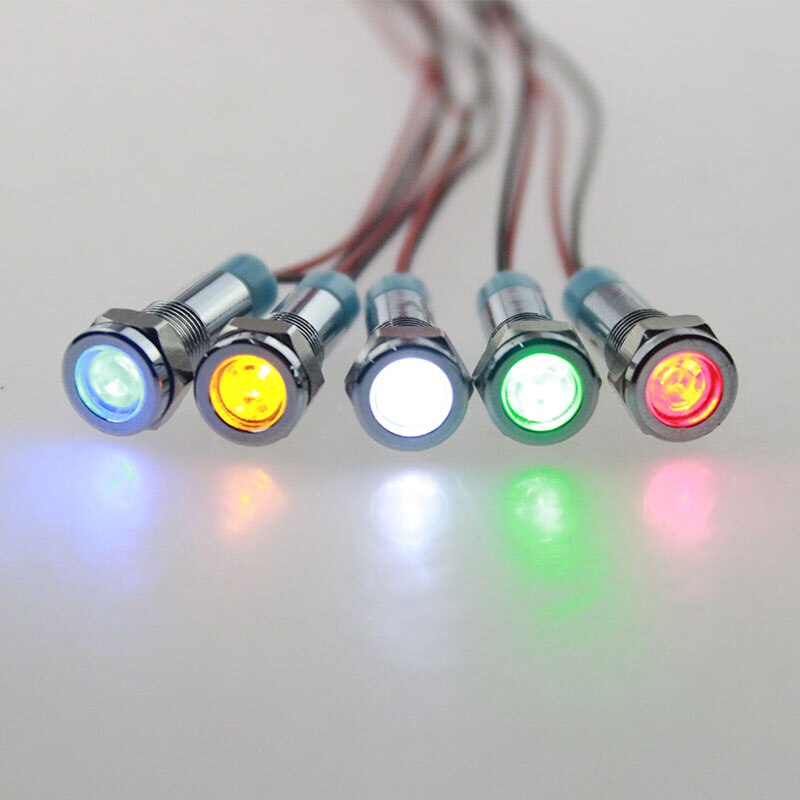 1 stk metal blinklys 6 mm metal lys advarsel køretøj lampe 6v.12v.24v.36v.48 v 110v.220v