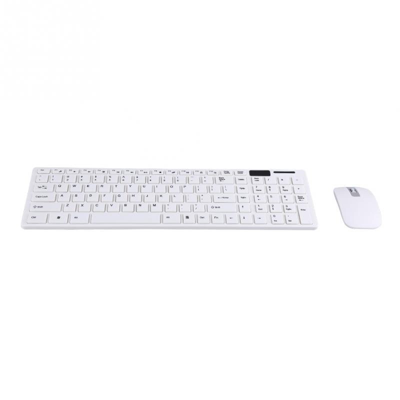 2.4G Slim Optical Wireless Keyboard and Ultra-Thin Mouse Mice USB Receiver Combo Kit for PC Computer: White