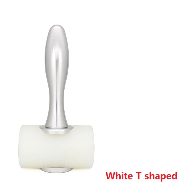 Martillo para tallado de cuero, mazo Artesanal de cuero, herramienta de costura para estampado de piel de vaca, punzón de mango de madera recta con cabeza en T de nailon: white T shaped