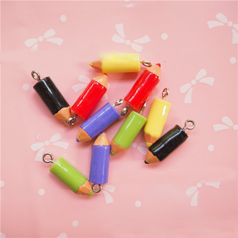 10 Uds. De dijes de cabeza de lápiz de simulación, colgantes rojos y amarillos para hacer joyería DIY, accesorios hechos a mano, pendientes, collar, pulsera: Marrón