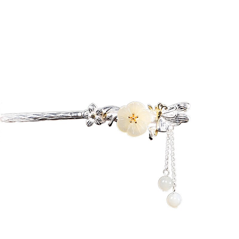 Bocai  s925 haarschmuck aus sterlingsilber, schmetterling, liebesblume, jadequaste, kopfschmuck aus reinem silber, haarnadelschmuck für damen