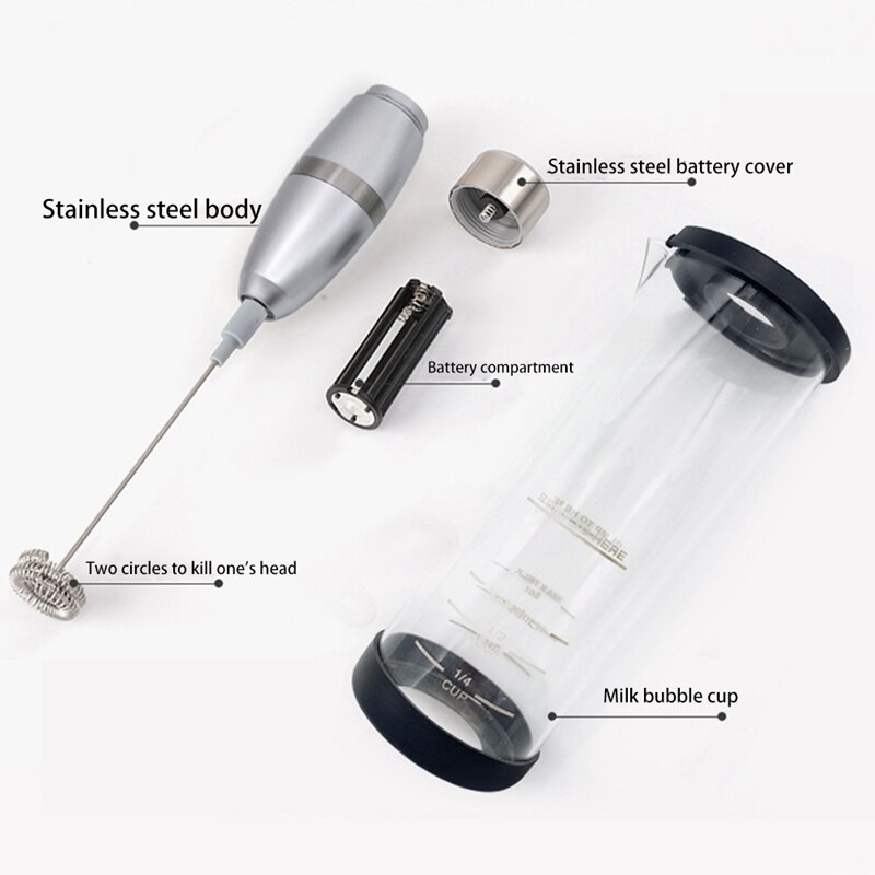 Electric Milk Frother Handheld - Battery Operated Coffee Frother Whisk - Latte Cappuccino Frother Wand - Milk Foam Maker