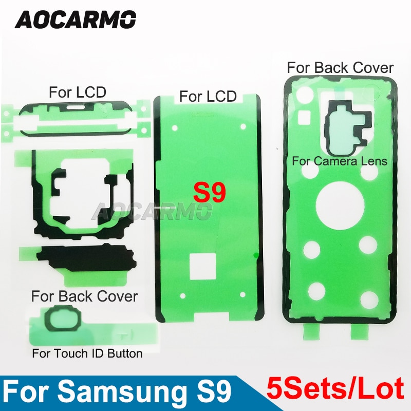 5 sets/partij Voor Samsung Galaxy S9 SM-G9600 Lcd-scherm Back Battery Cover Camera Lens Waterdichte Sticker Lijm