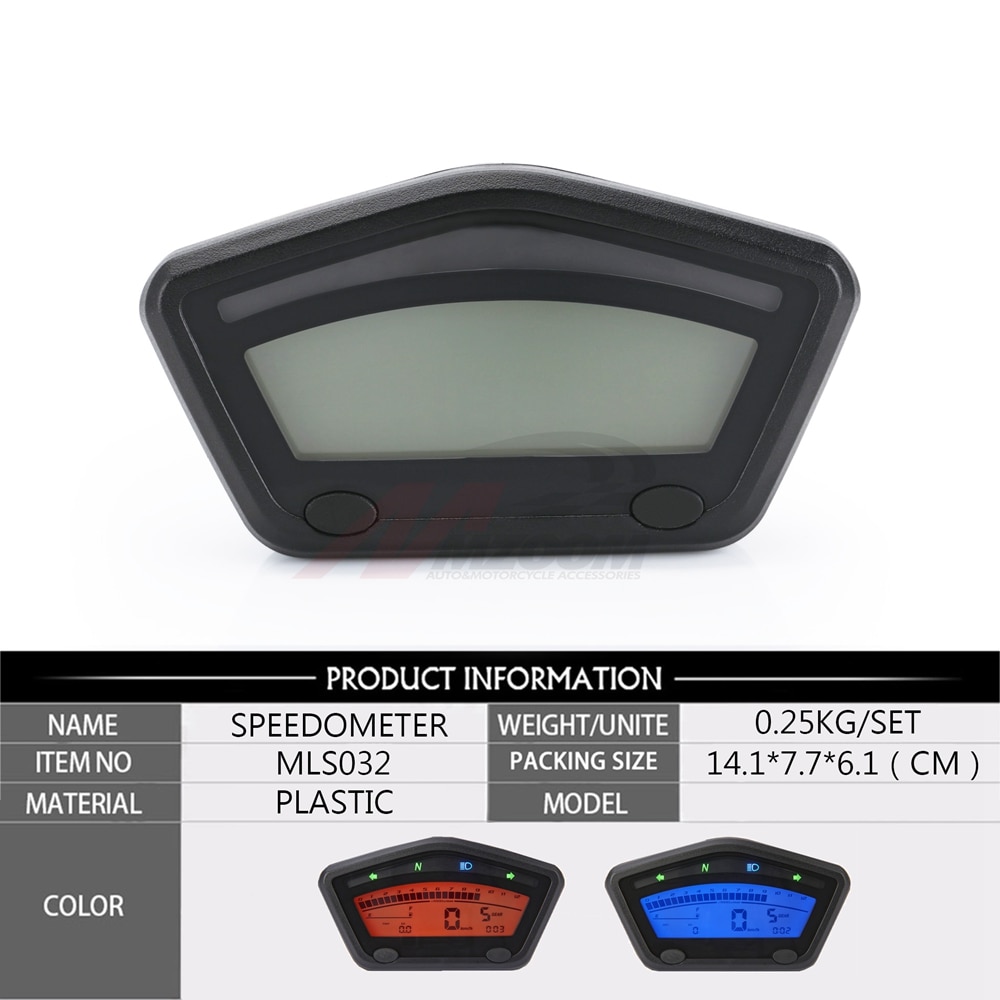 Universal Motorcycle LCD Digital Gauge Panel Speedometer Tachometer Odometer For Motorbike Scooter Motocross ATV enduro etc
