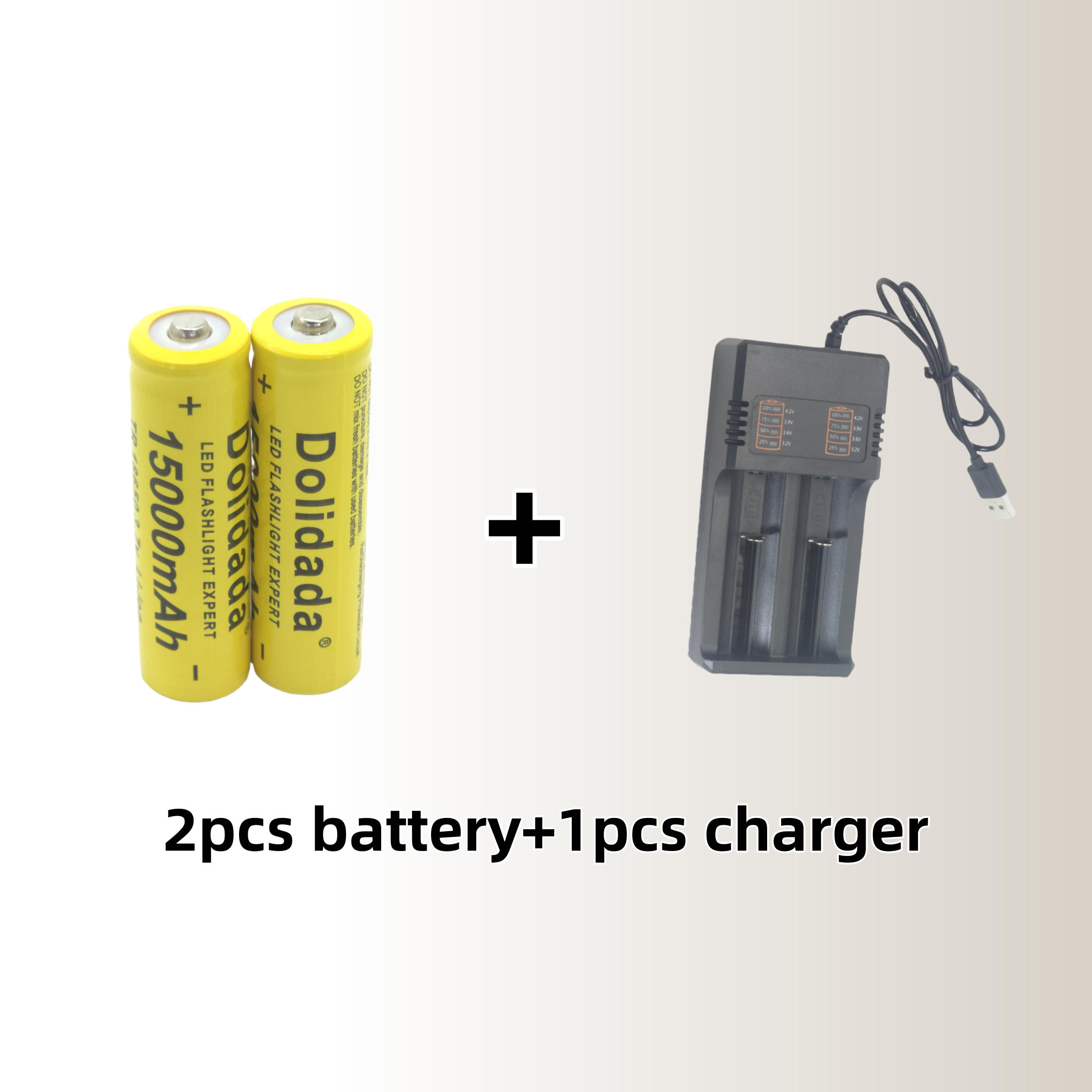 【15000mAh High-Capacity Charge】3.7V 18650 Large-Capacity Rechargeable Lithium Battery | Comes with a Charger: Silver
