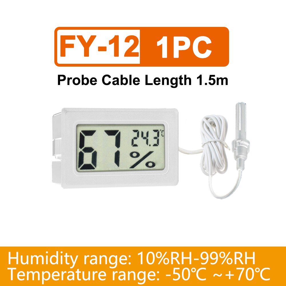 Mini Thermometer Hygrometer Digital LCD Indoor Temperature Sensor Humidity Meter Hygrometer Gauge Fridge Thermometer White/Black: 1PC With Wire White