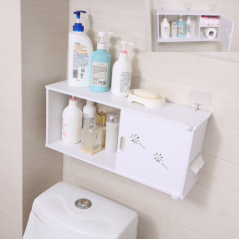 Badeværelse væg hylde toilet opbevaring rack badeværelse vandtæt rulle papir vask  lo523259