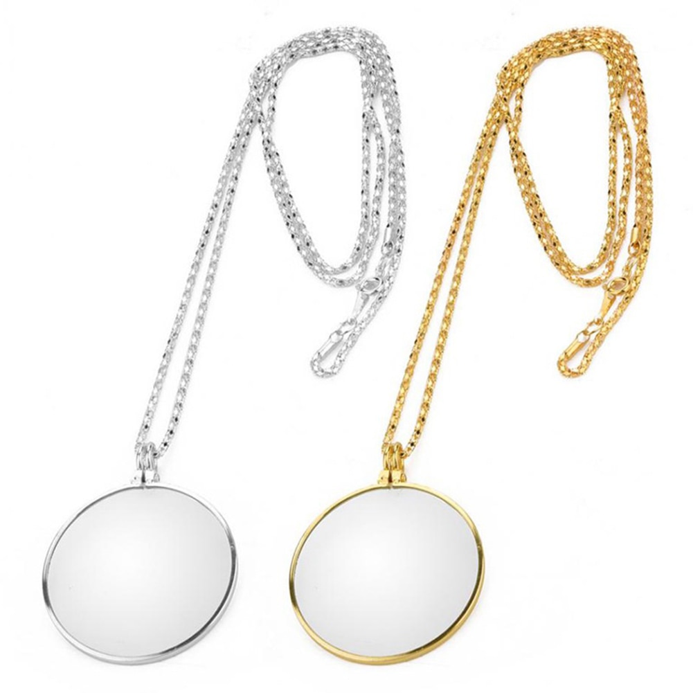 Collier décoratif Monocle avec loupe 5x, pendentif en chaîne plaquée or et argent pour femmes, de bijoux