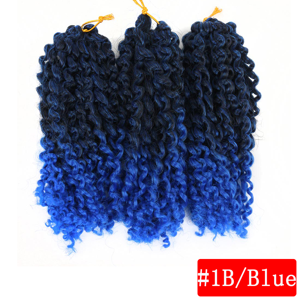 8 Inches 3 Stks/pak 60 Strengen Marley Vlechten Afro Kinky Gehaakte Vlechten Synthetische Vlechten Hair Extensions Voor Vrouwen: T1B/Blauw