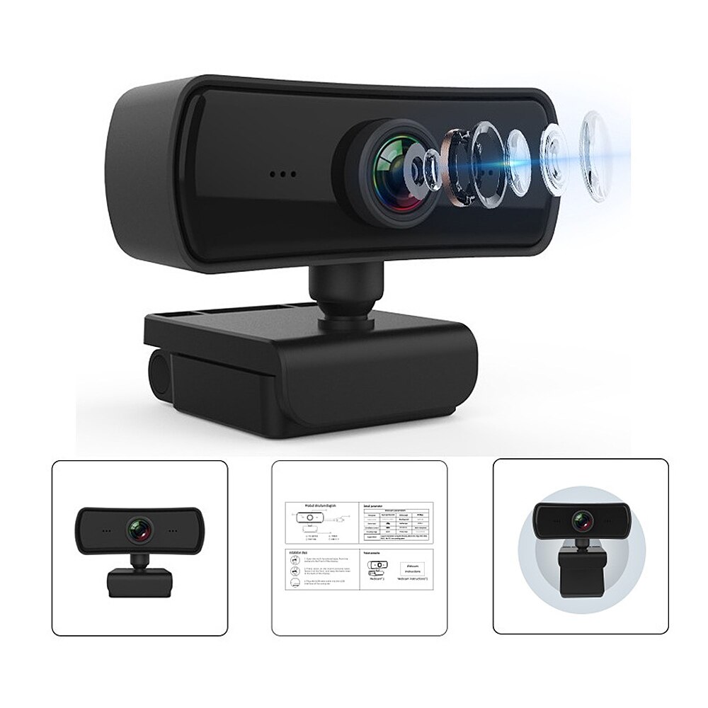 1440P Wide HD Webcam USB2.0 Autofocus HD Video Computer Camera with Noise-reduction Microphone for PC/Laptop