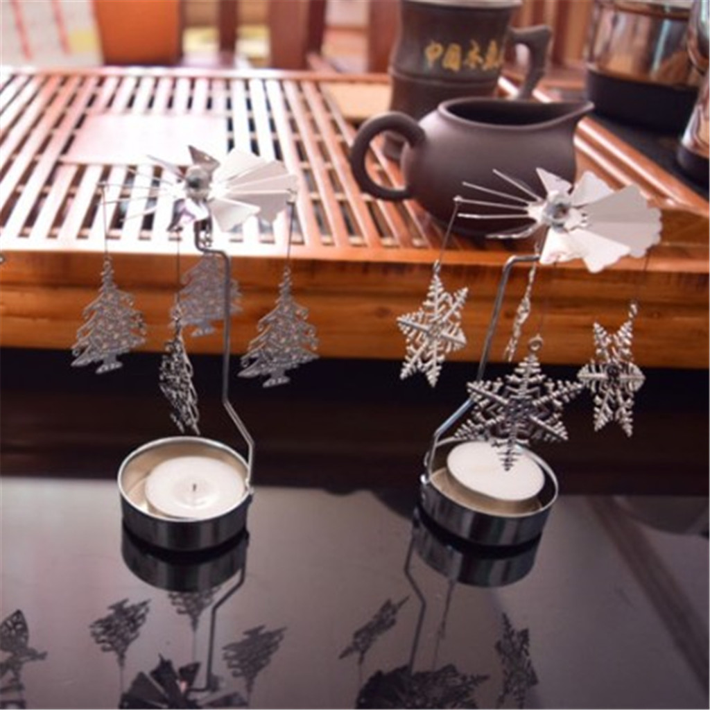 1x Thee Licht Kaars Houder Zilver Roterende Stijl Kandelaar Xmas Decor