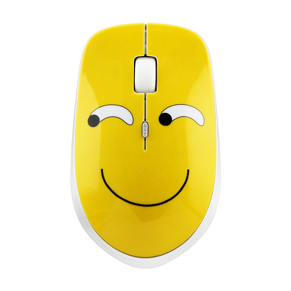 Mouse Wireless, Laptop USB 2.4G, Mouse silenziosi ottici per Computer PC, faccia sorridente simpatico cartone animato mause ultrasottile, simpatici regali pratici: Cartoon Mouse Left