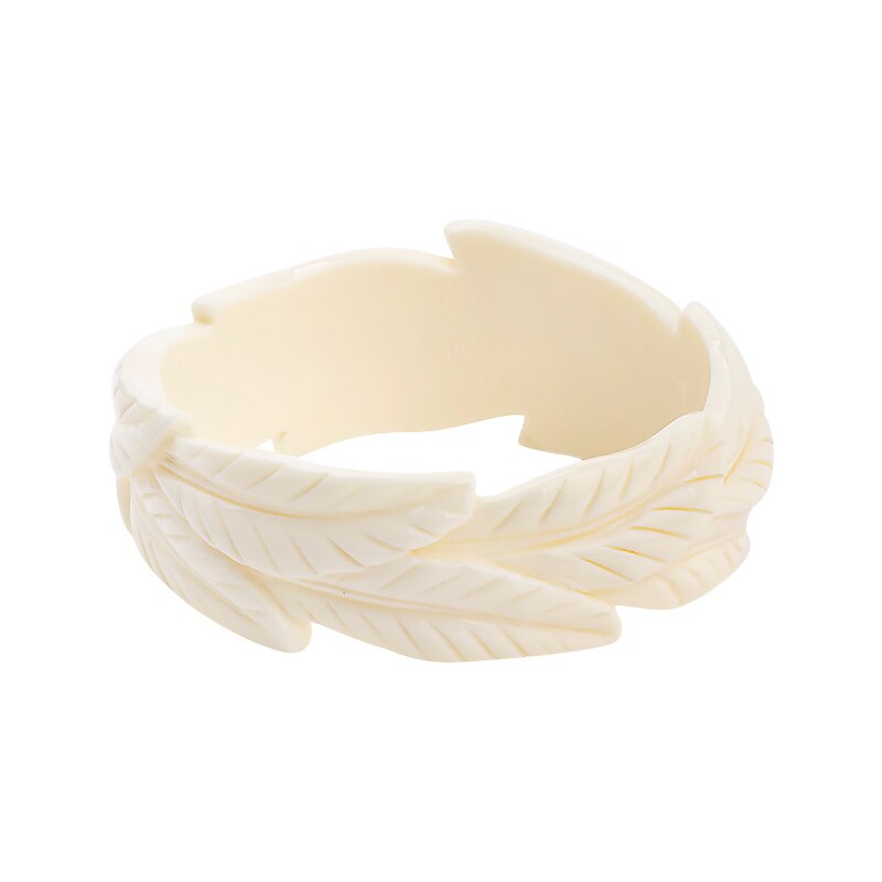 GuanLong Resin Carved Floral Plant Leaf Bangles Brand Bracelet Puseira Jewelry: Imitation Rhodium Plated