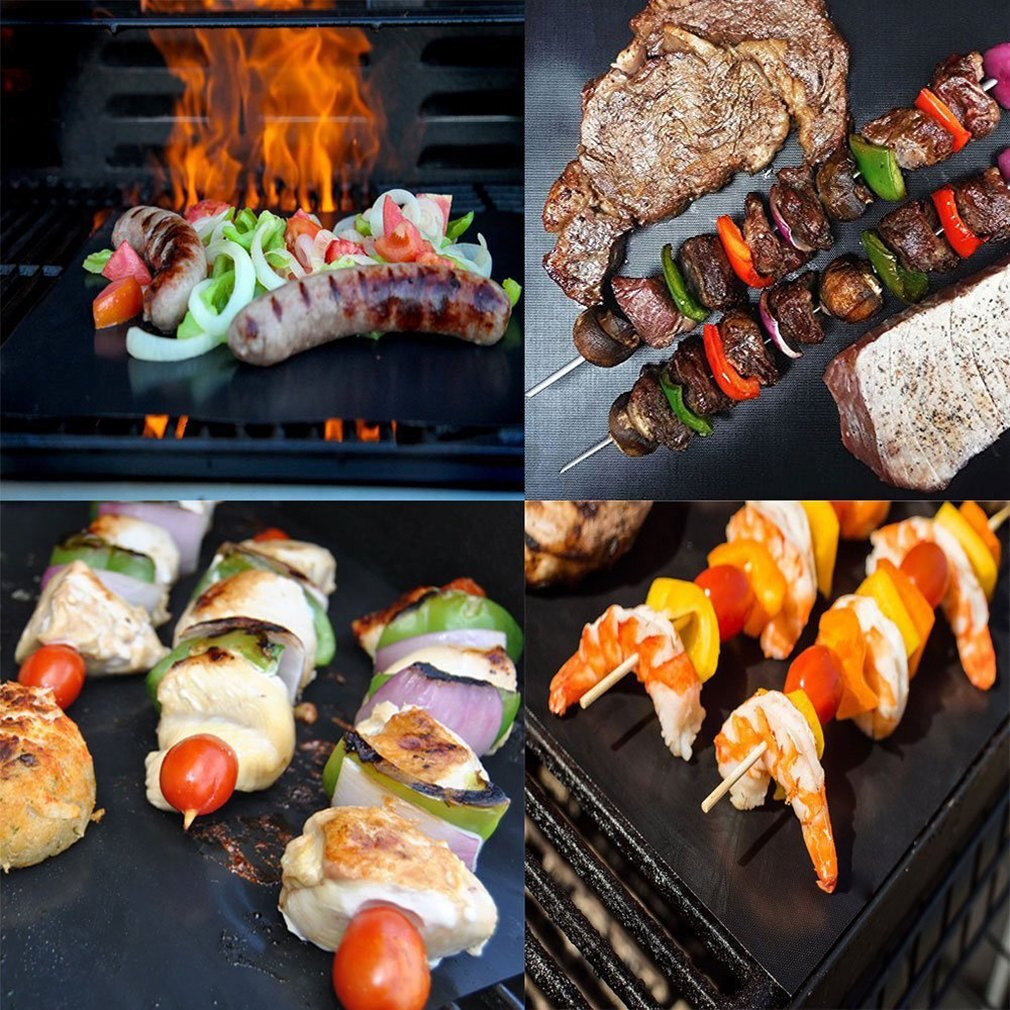 Safely Bbq Grill Mat 5pcs Non-stick Ptfe Coated Fiberglass Fabric Reusable Picnic Cooking Barbecue Bbq Grill Mat