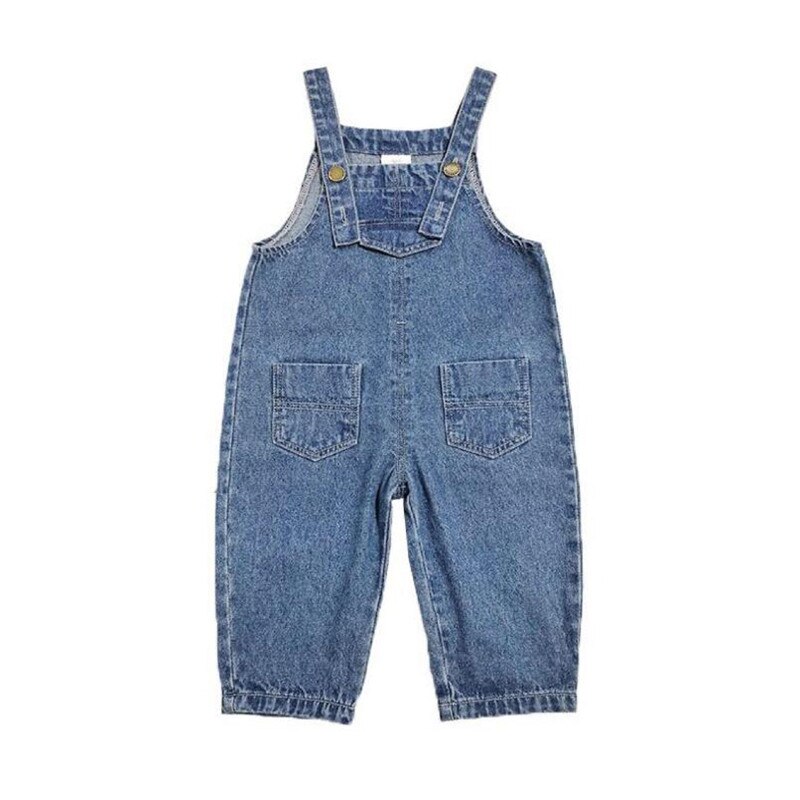 Fall Peuter Jeans Overalls Mode Koreaanse Preppy Stijl Jongens Meisjes Lange Denim Blauw Losse Bib Broek Voor 1-7Yrs Kids kleding